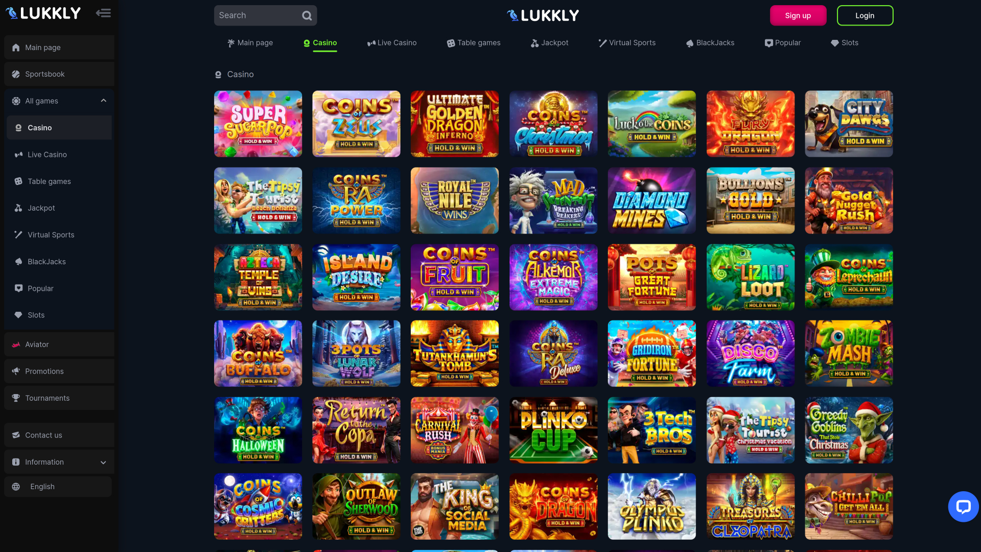 Jeux de casino sur ordinateur Lukkly