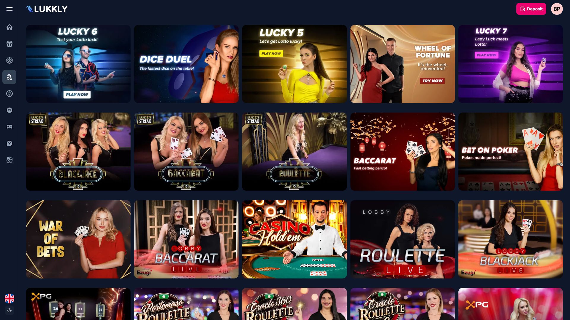 Казино с живыми дилерами Lukkly Casino для ПК