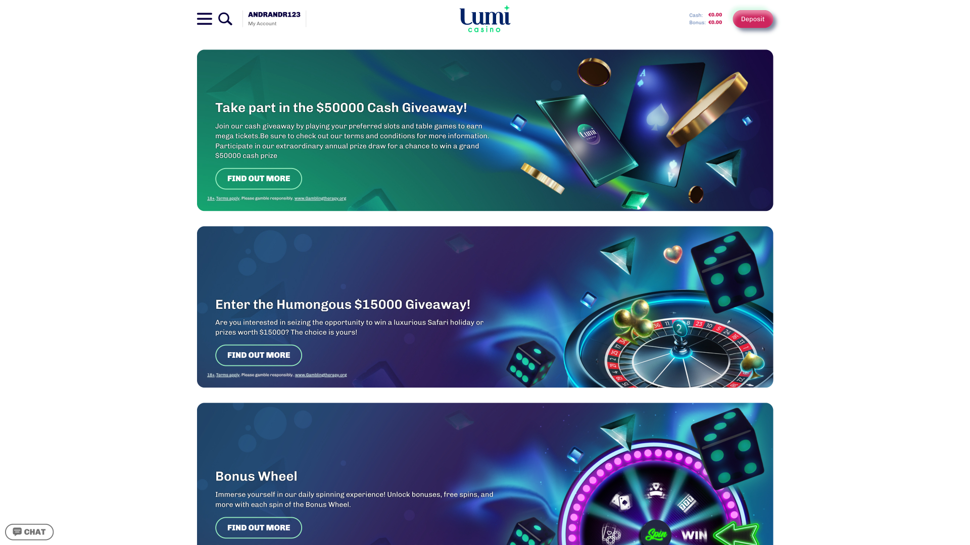 Promociones de escritorio de Lumi Casino