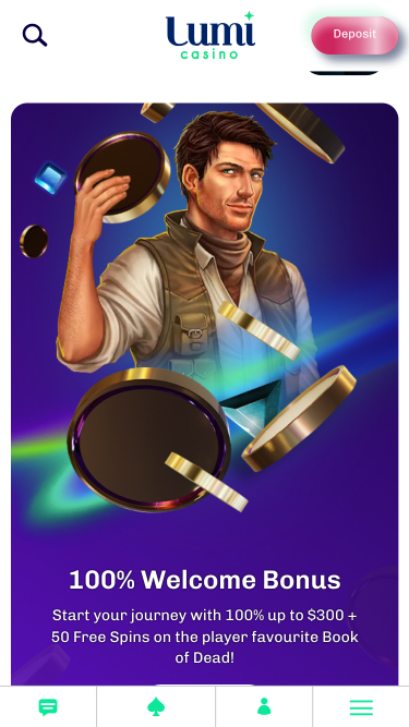 Página de inicio móvil de Lumi Casino