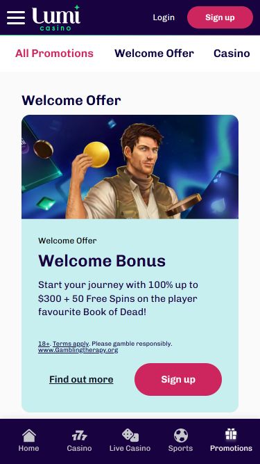 Promotions mobiles du casino Lumi