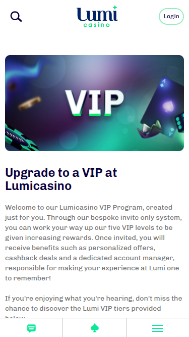 Programa VIP móvil de Lumi Casino