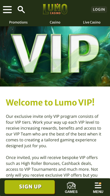 Lumo Casino VIP Program