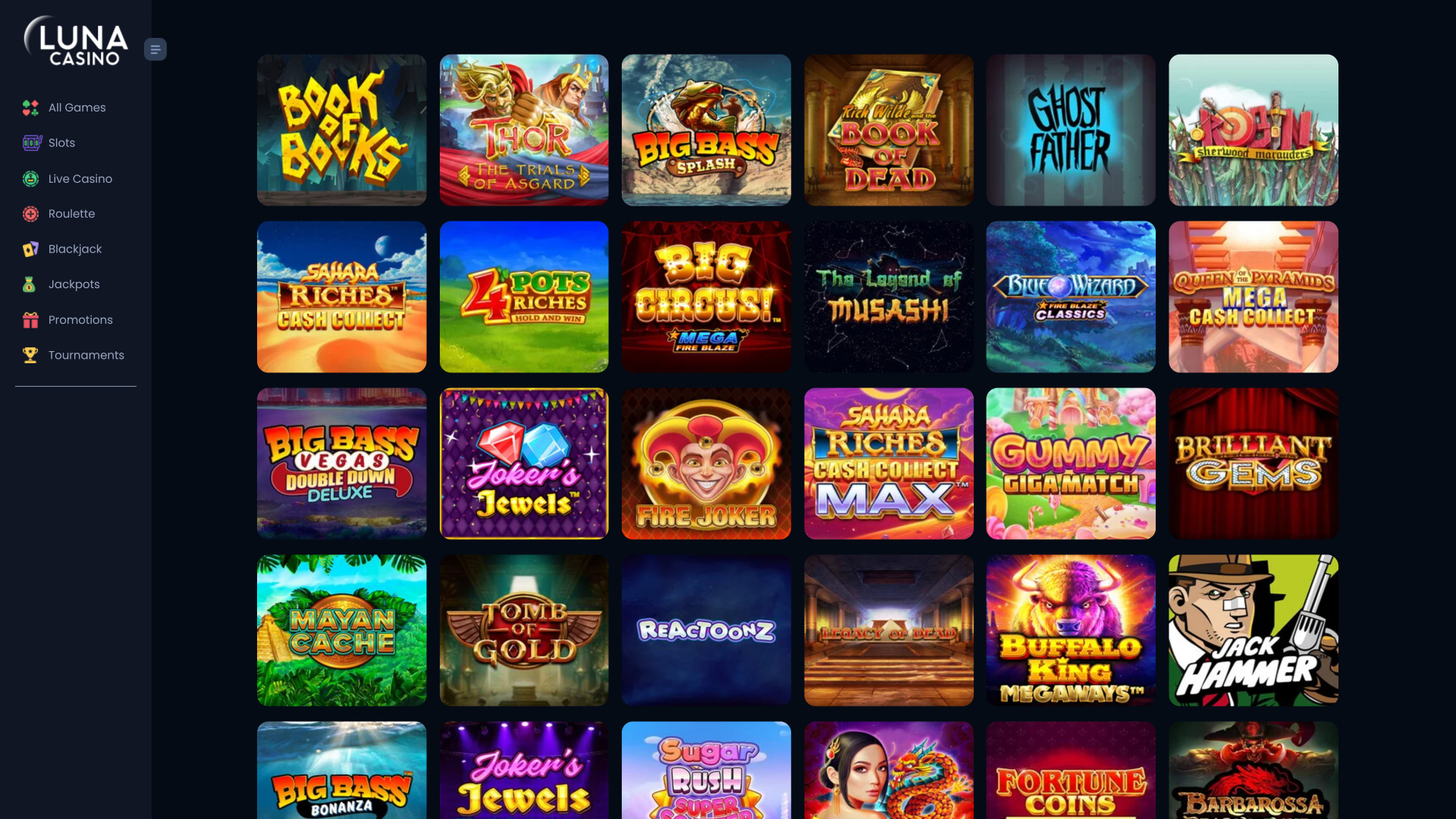 Luna Casino Desktop-Spiele
