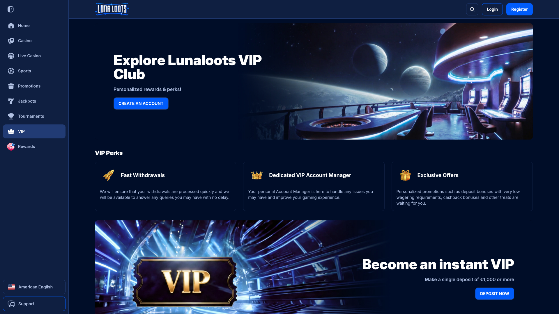 LunaLootsカジノ デスクトップVIP