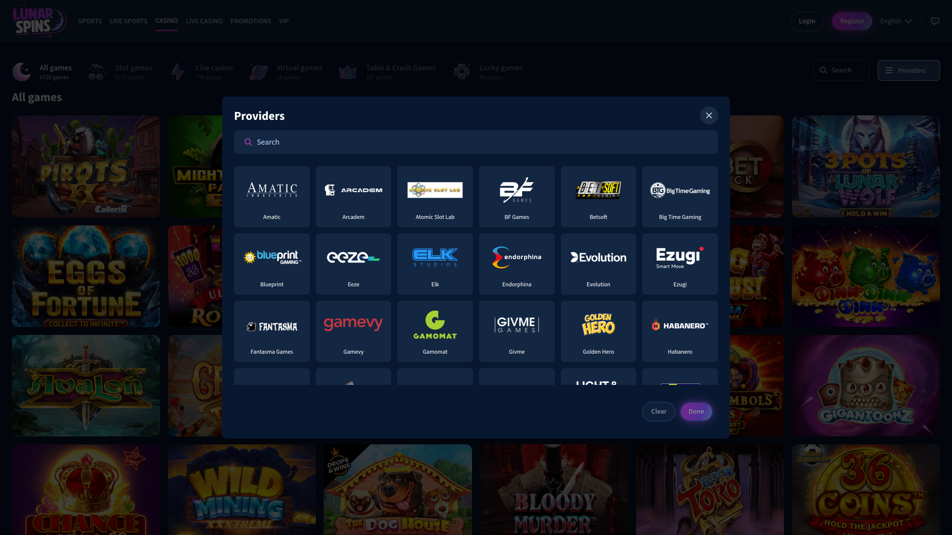 Développeurs du jeu de casino LunarSpins pour ordinateur