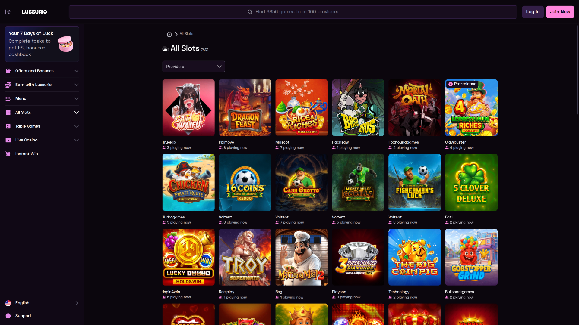 Игры для рабочего стола Lust Casino