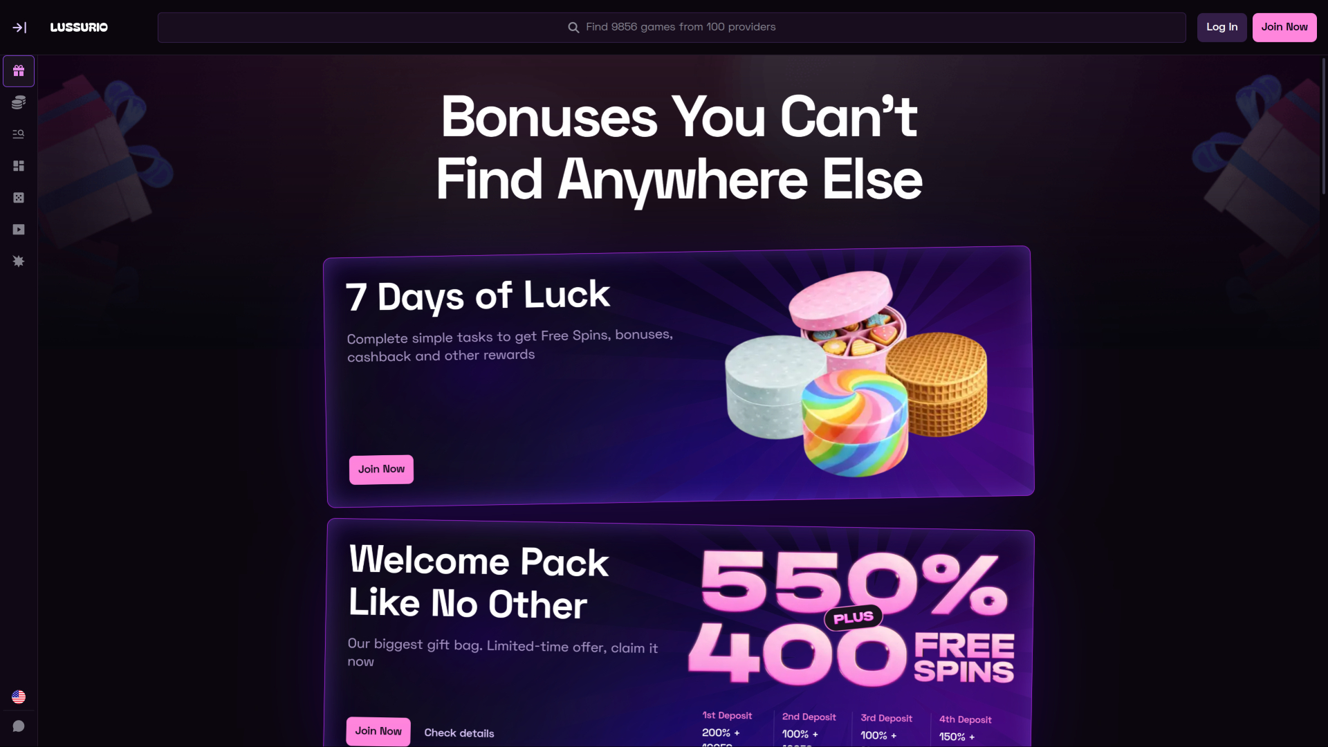 Акции Lussurio Casino для настольных компьютеров