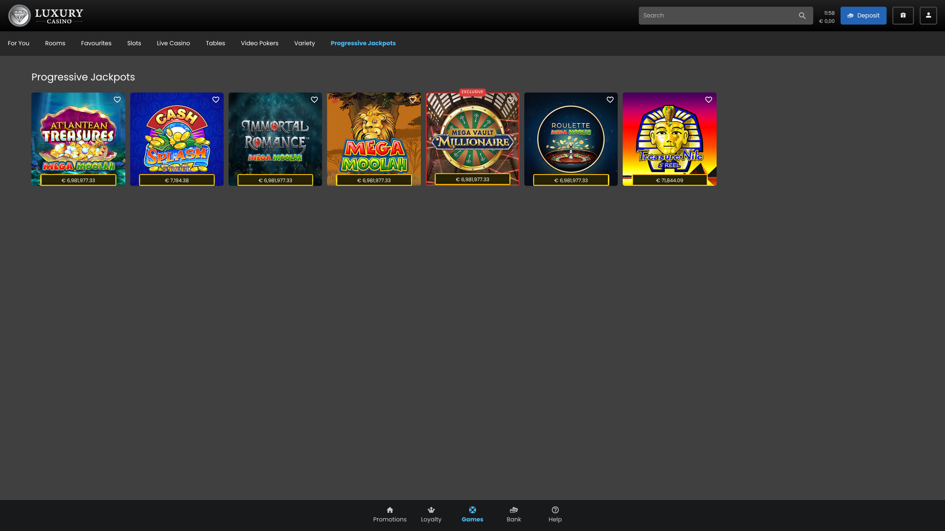 Jackpot de casino de luxe sur ordinateur