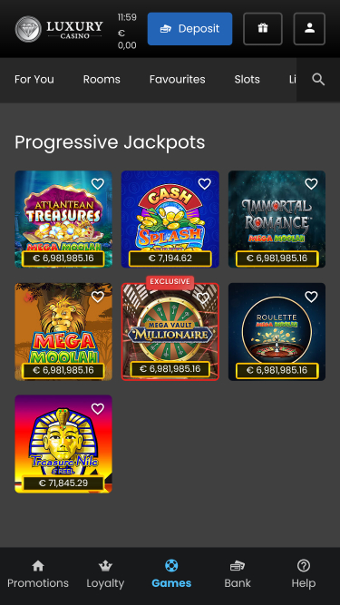 Jackpot mobile de casino de luxe