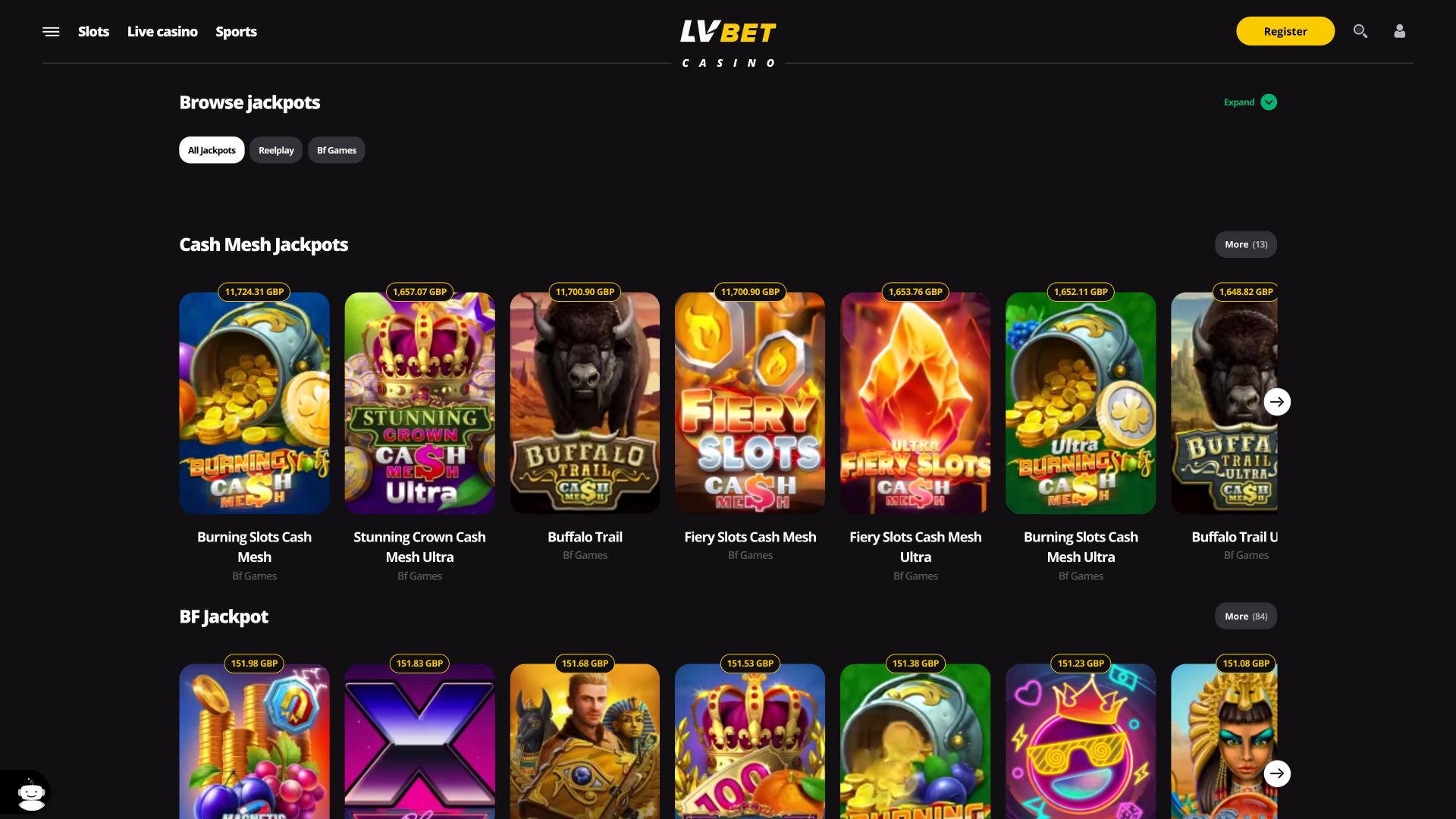 Jackpot de bureau du casino LV Bet