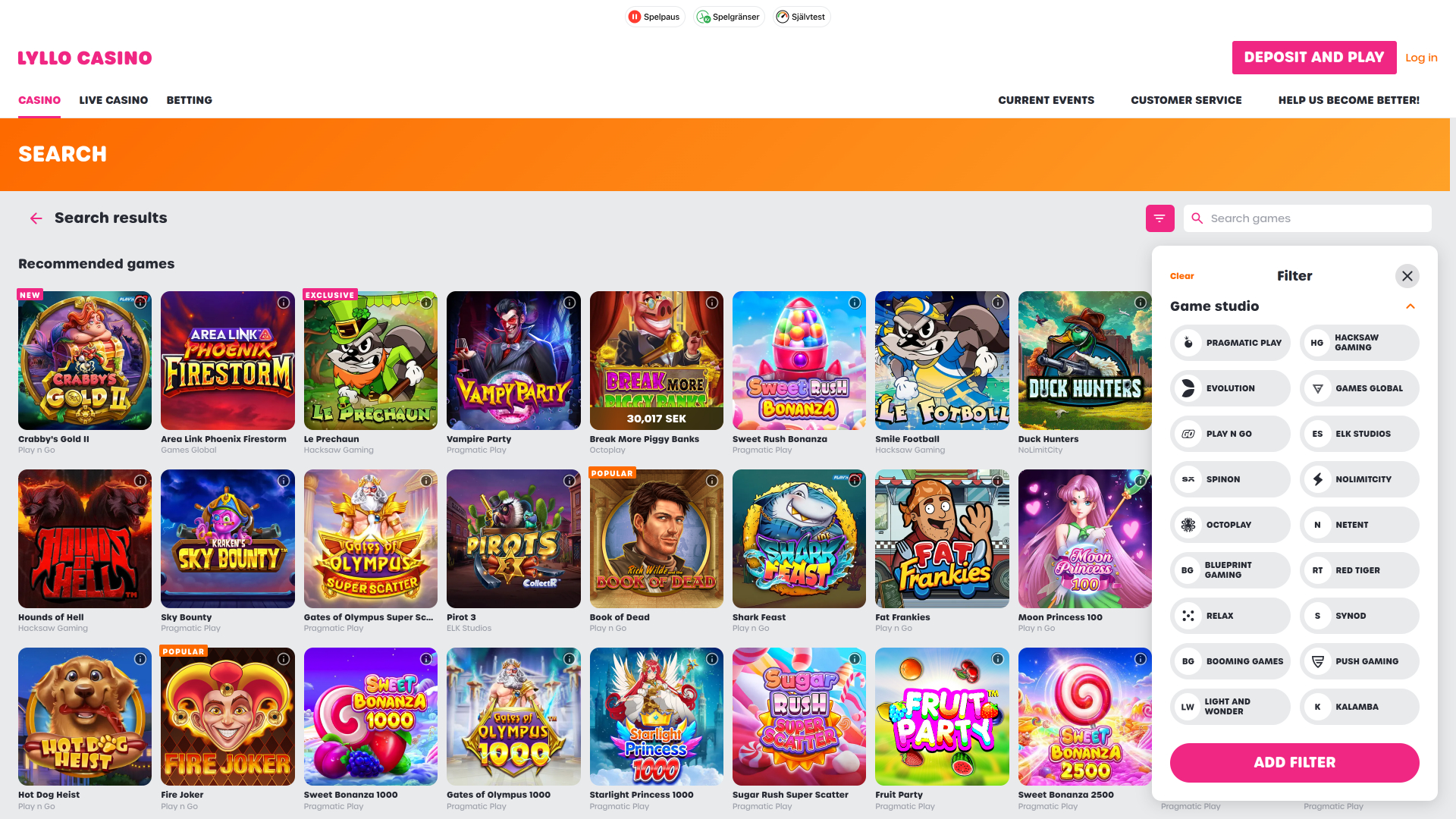 Développeurs du jeu de casino pour ordinateur Lyllo