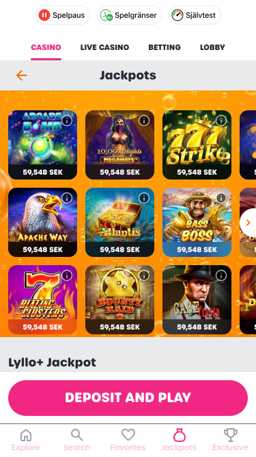 Jackpot mobile du casino Lyllo