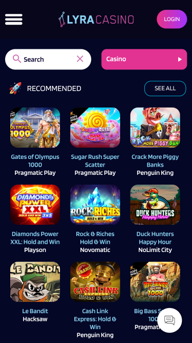 Jeux mobiles de Lyra Casino
