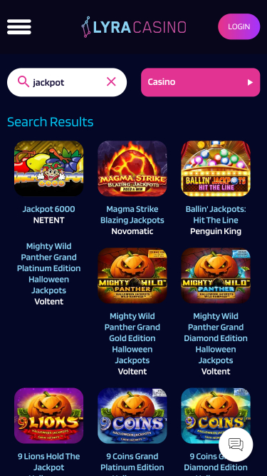 Jackpot mobile du casino Lyra