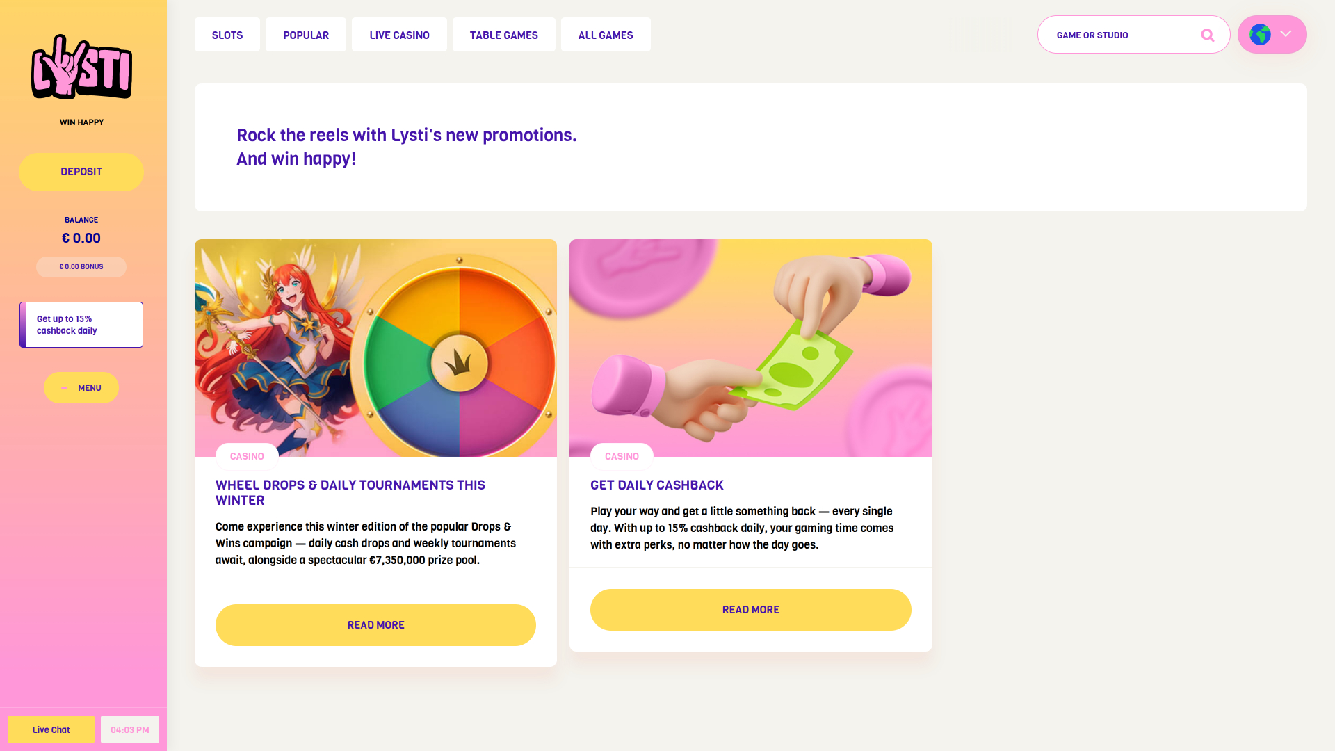 Promotions sur ordinateur du casino Lysti