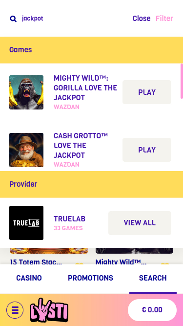 Jackpot mobile du casino Lysti