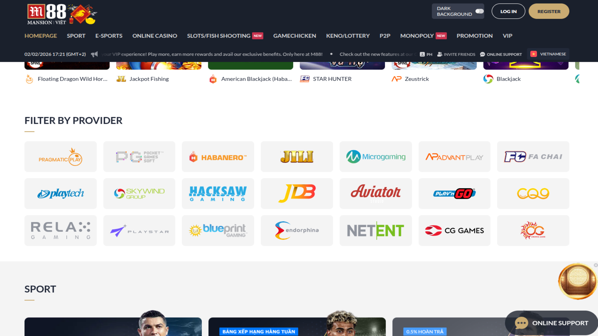 Développeurs du jeu de casino M88 pour ordinateur