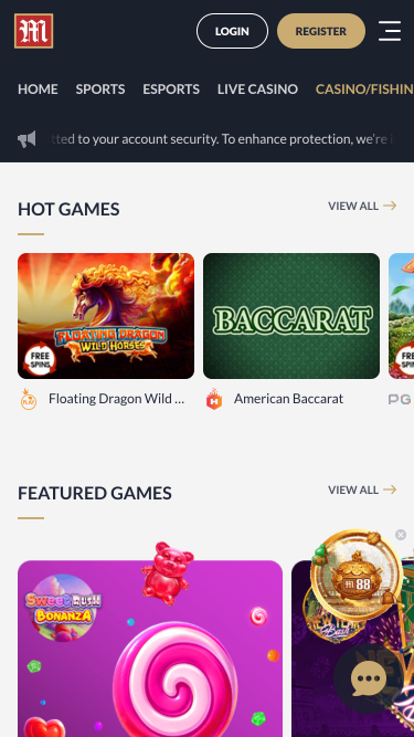 Jeux mobiles de casino M88