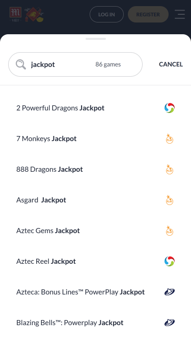 Jackpot mobile du casino M88