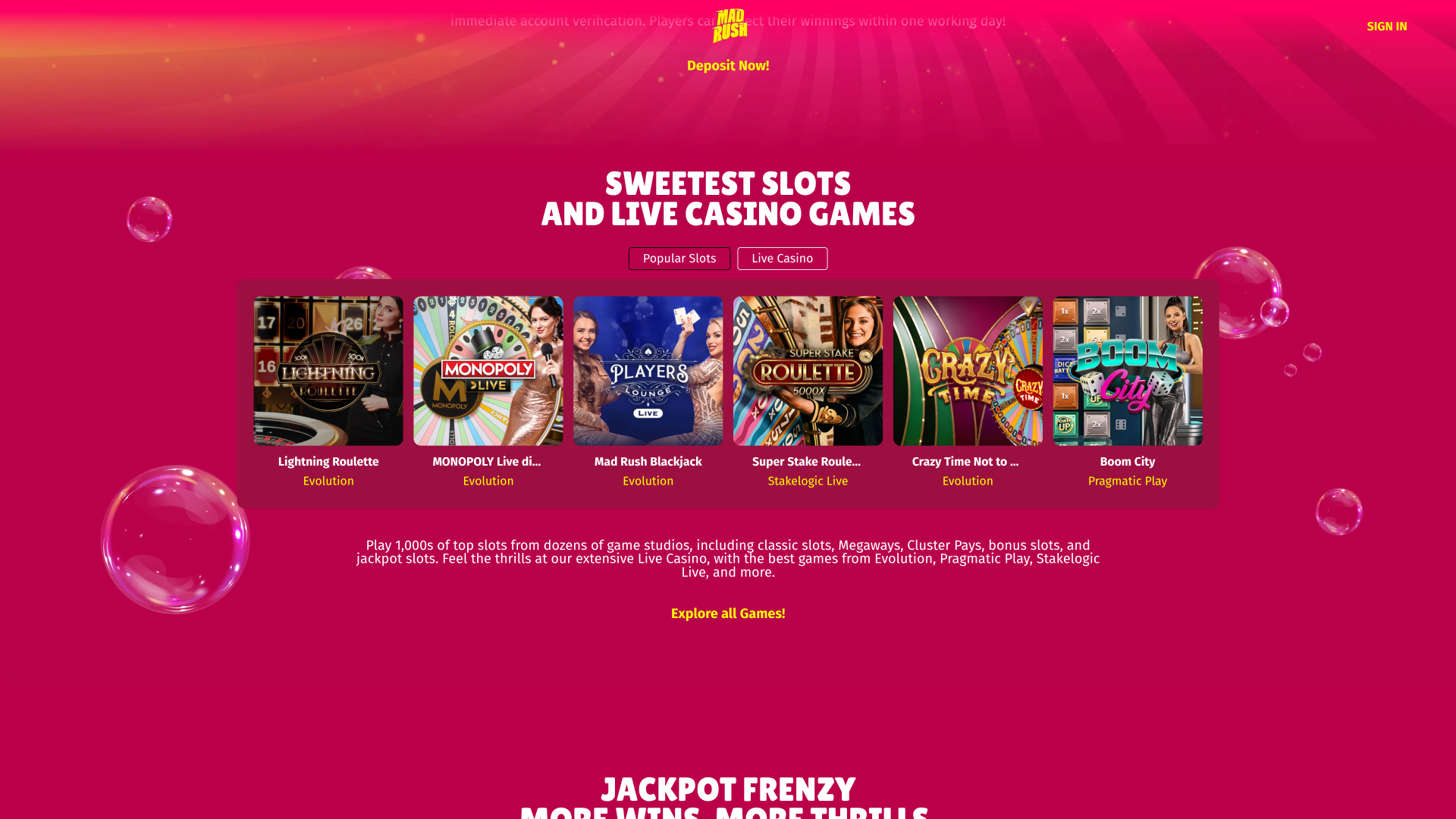 Казино Mad Rush с живыми дилерами настольная версия