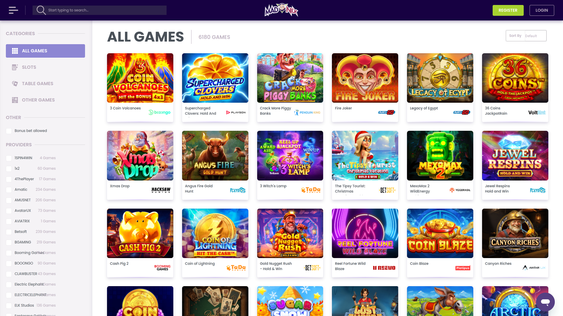 Jeux de casino Madnix pour ordinateur