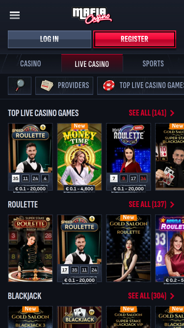 Casino Mafia Mobile Croupier en direct
