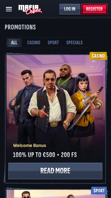 Promotions mobiles du casino Mafia