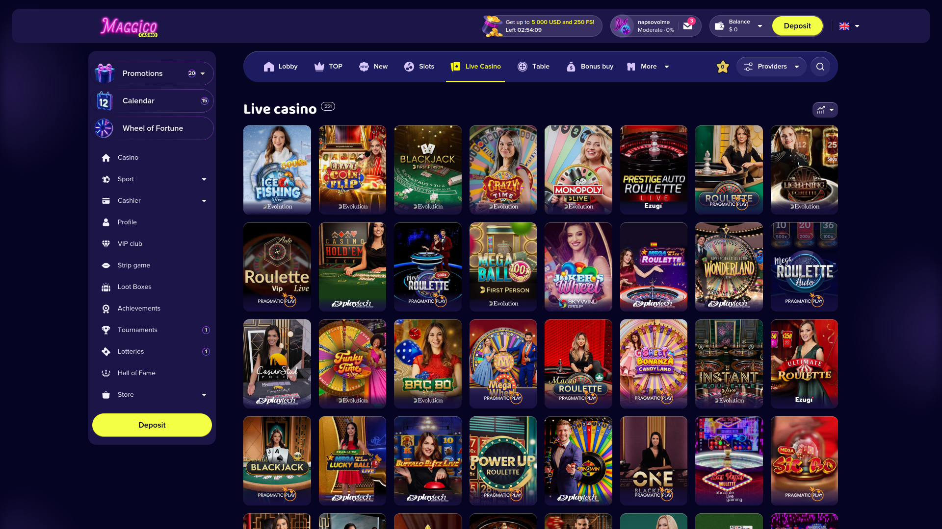Casino Magic Desktop con crupier en vivo