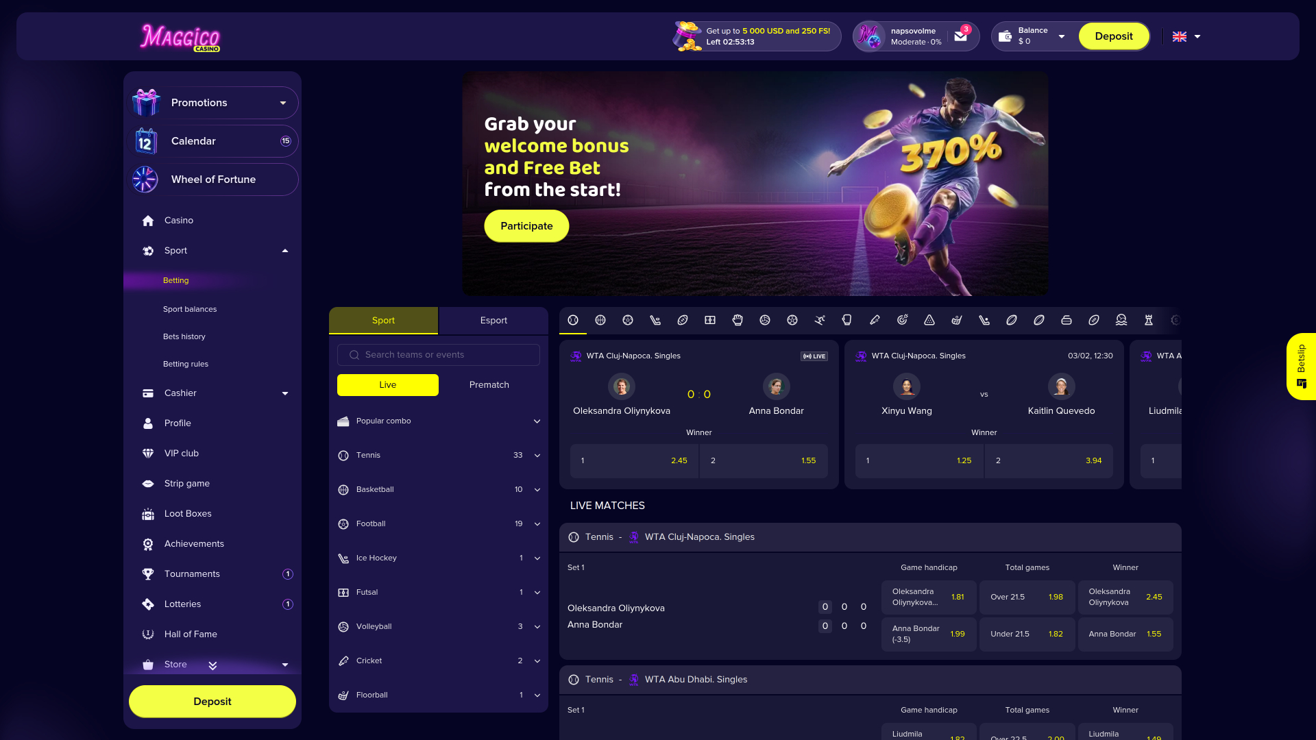 Magic Casino Desktop Sports