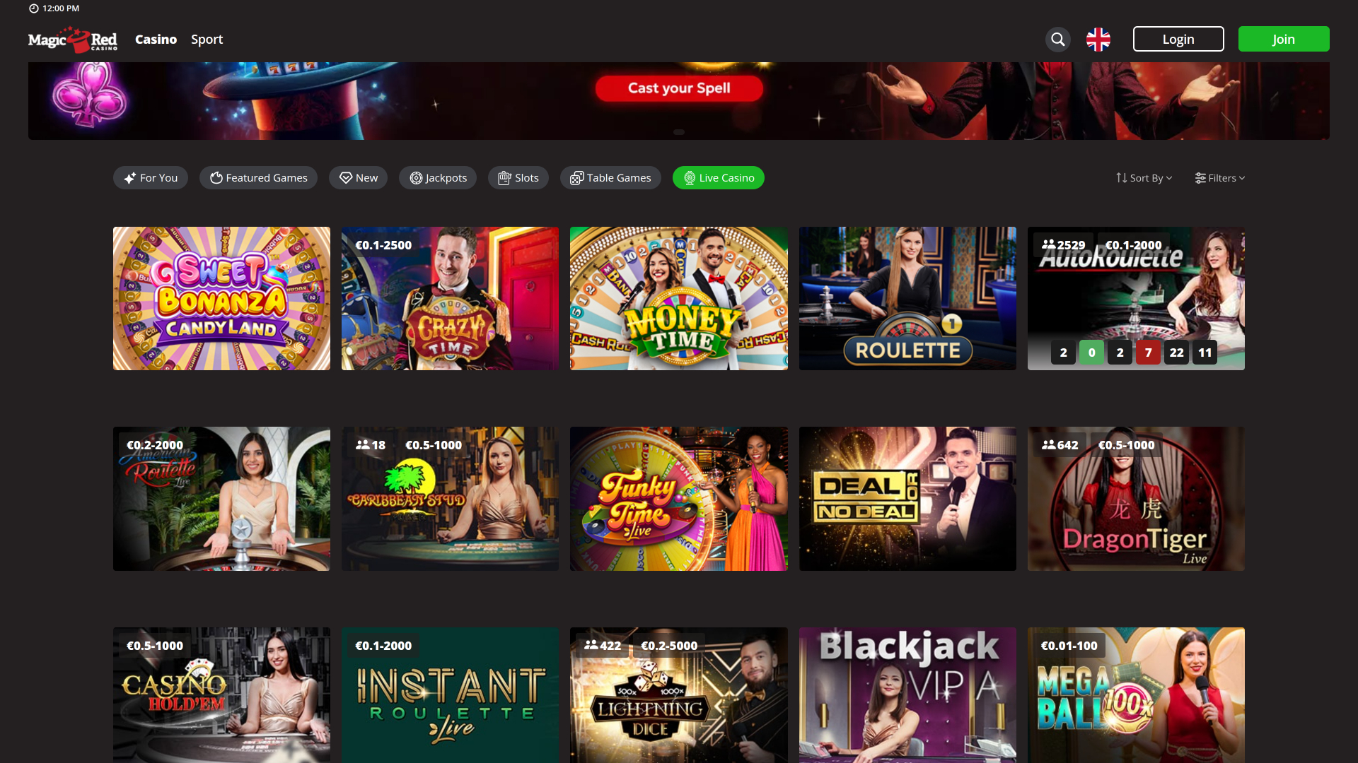 Magic Red Casino sur ordinateur avec croupier en direct