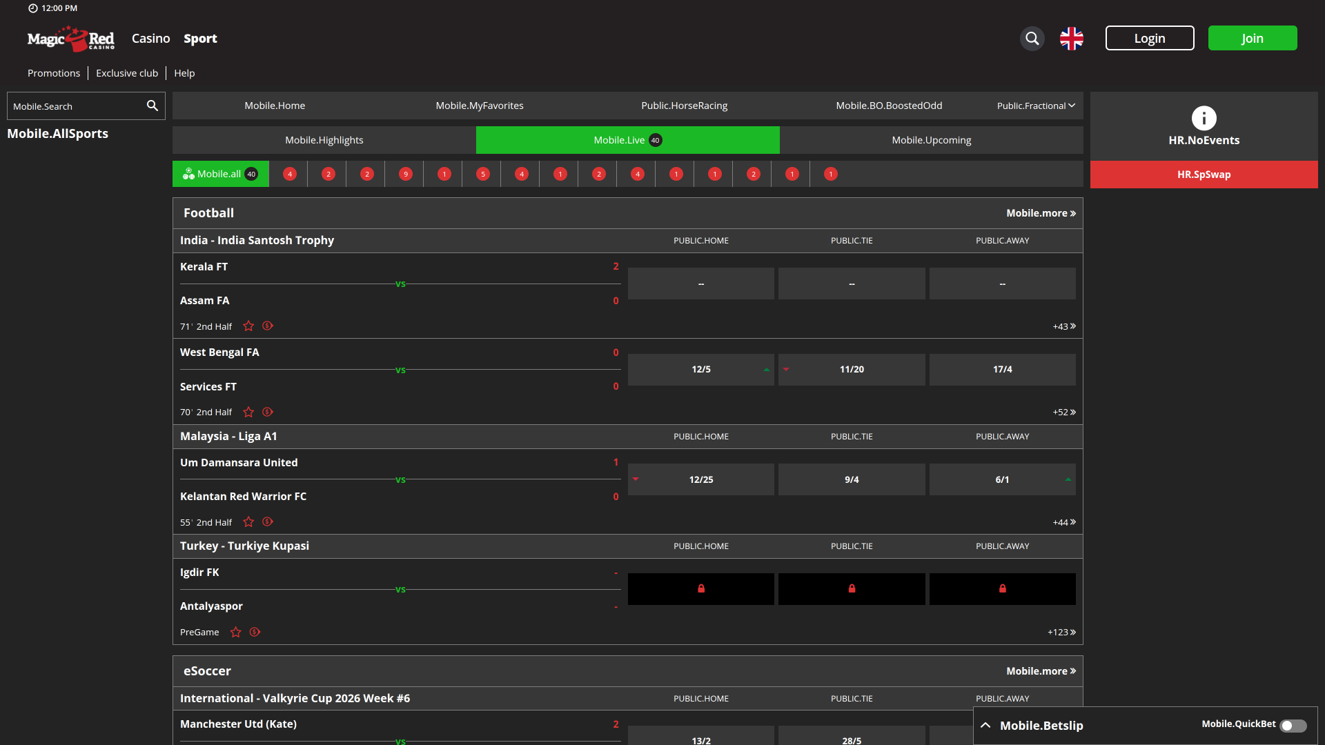 Casino Magic Red Sports sur ordinateur