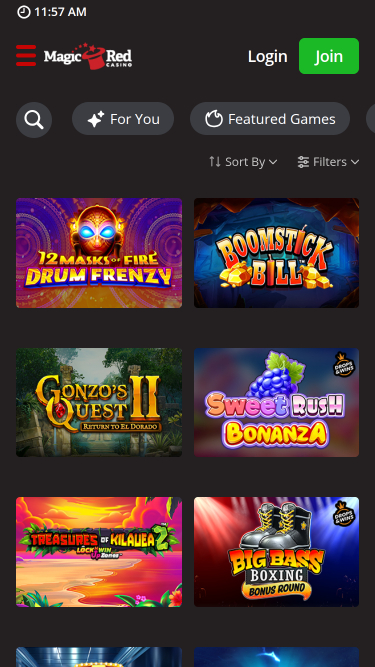 Jeux mobiles du casino Magic Red