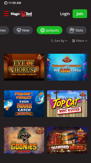 Jackpot mobile du casino Magic Red