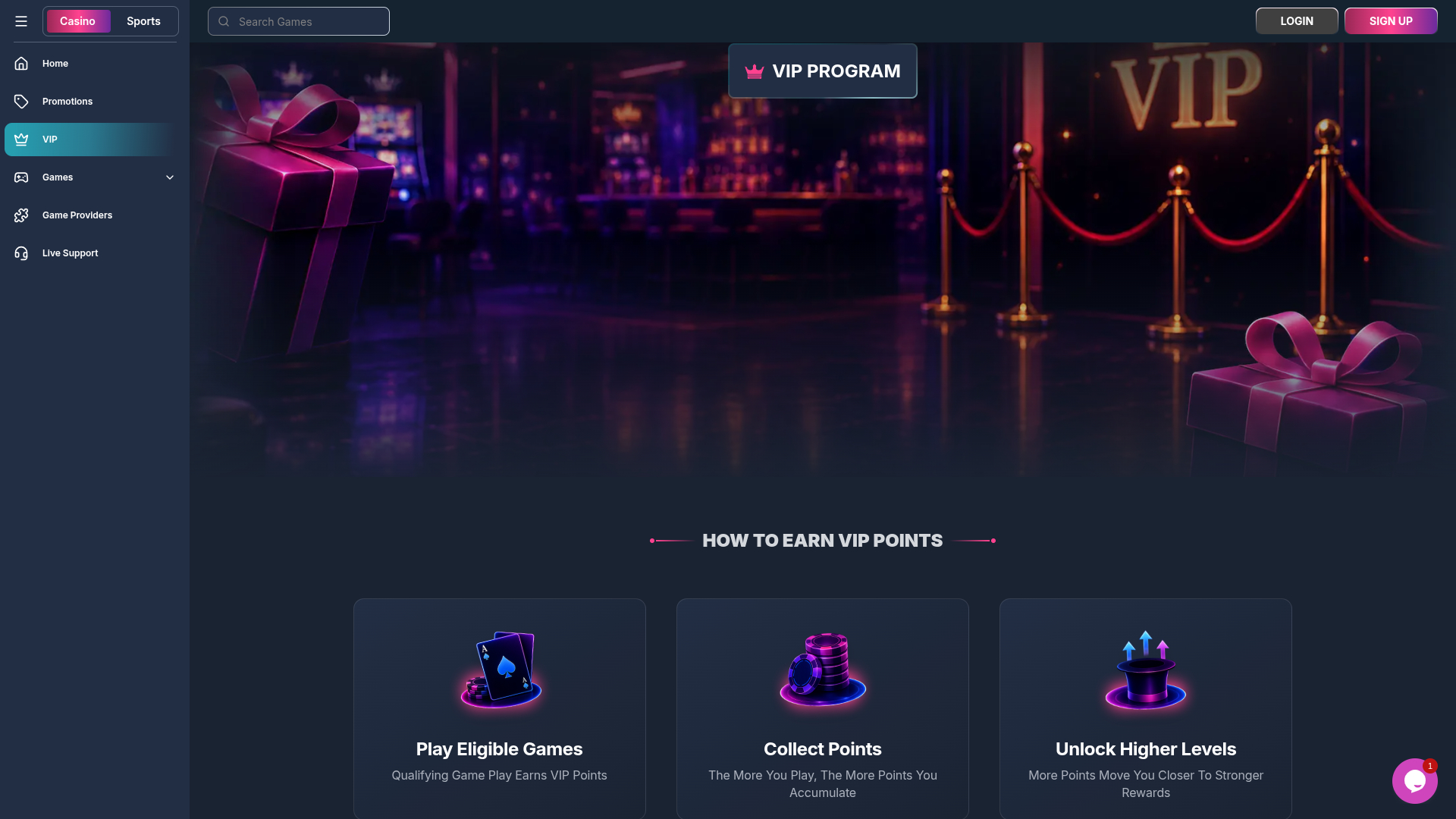 VIP-программа казино Magicianbet для настольных компьютеров