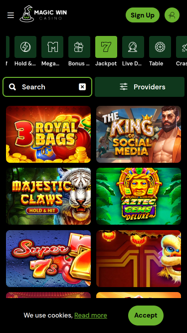 MagicWin Casino Mobile Jackpot