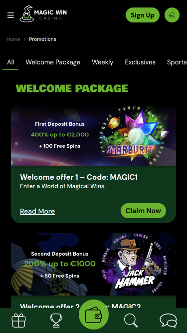 MagicWin Casino Mobile-Aktionen