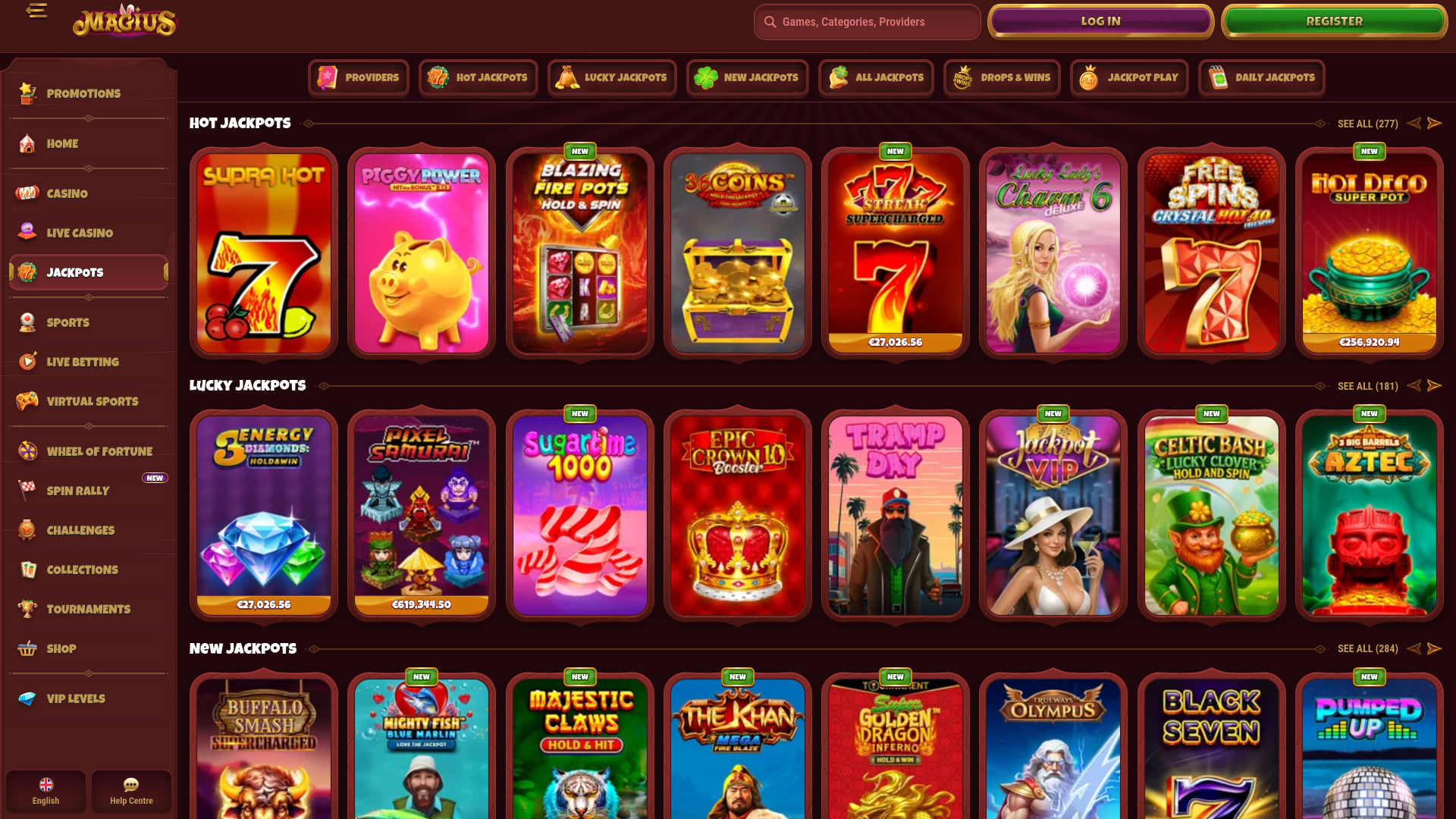 Jackpot de bureau du casino Magius