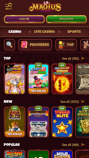 Jeux mobiles de Magius Casino