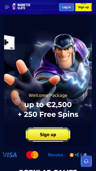 Homepage screenshot of Magneticslots Casino for Mobile