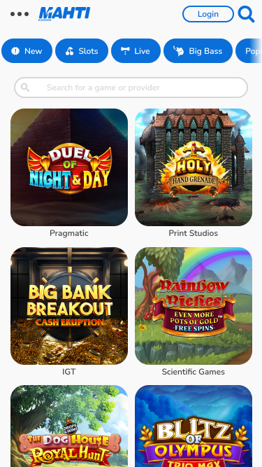 Mahti Casino Mobile Games