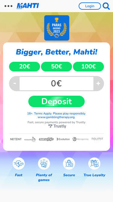 Mahti Casino Mobile Homepage