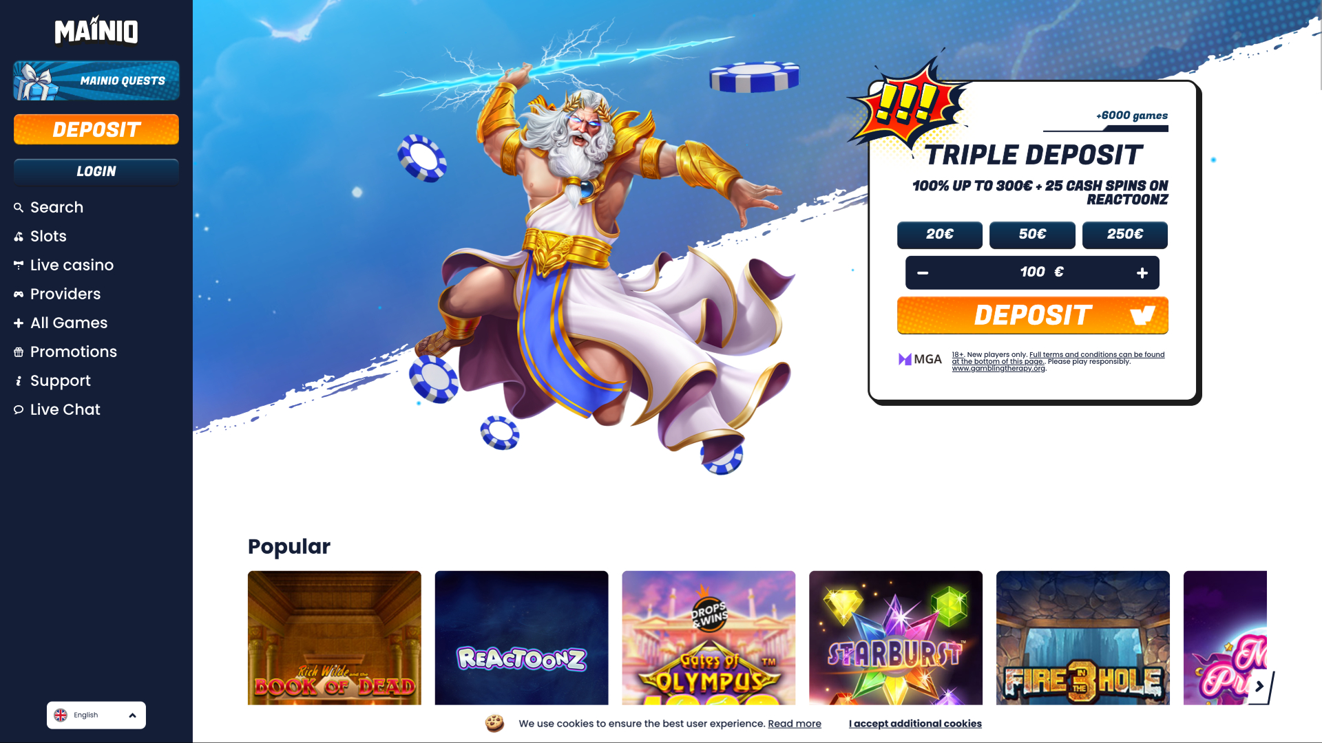Mainio Casino Desktop-Homepage