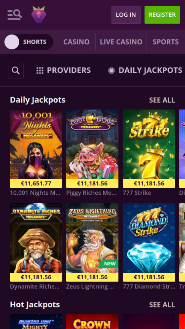 Jackpot móvil del casino Malina