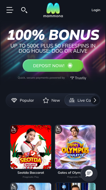 Mammona Casino Mobile Live Dealer