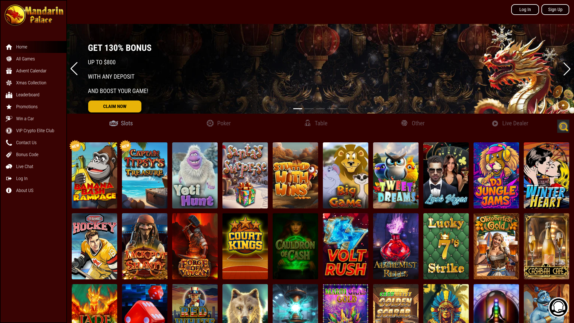 Mandarin Palace Casino Desktop Homepage