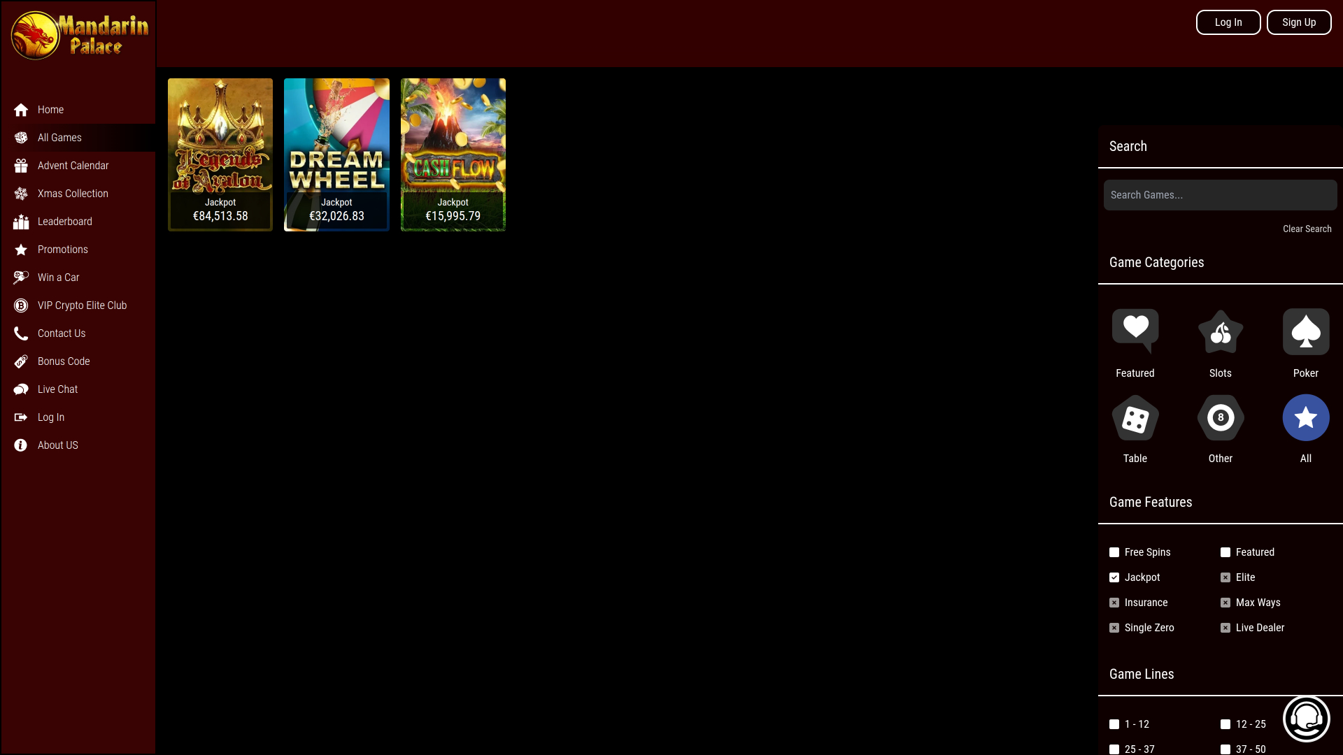 Mandarin Palace Casino Desktop Jackpot