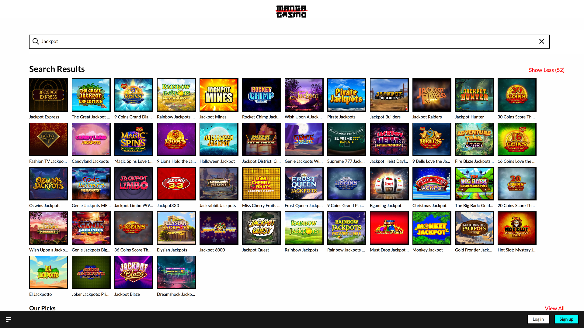 Jackpot du casino Manga sur ordinateur