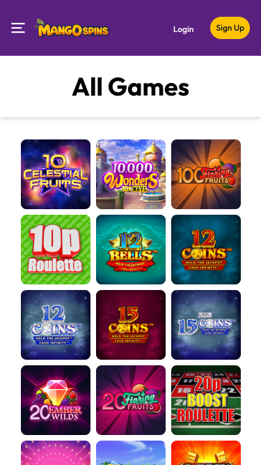 Jeux mobiles de casino Mango Spins