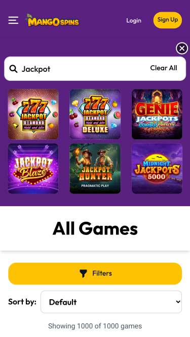 Jackpot mobile du casino Mango Spins